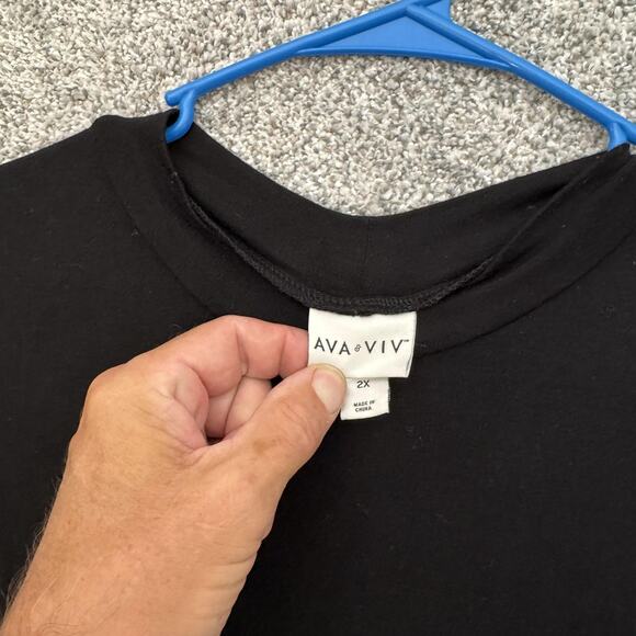 Ava & Viv Shirt Womens 2X Black Sleeveless Muscle Tank Top Stretch Rayon Spandex - Picture 4 of 9